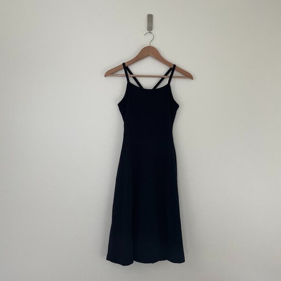 Pact Black Organic Cotton Fit & Flare Midi Dress Size Small - Picture 1 of 6